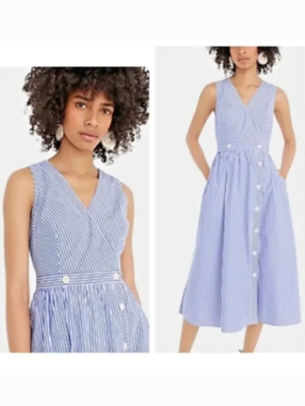 J. Crew Sleeveless Striped Poplin Midi Dress Size 4
